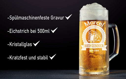 Bierkenner - Bierglas mit Name und Datum - PFÄLZISCH.com