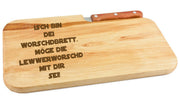 Schneidebrett mit Messer - Isch bin dei Worschdbrett - PFÄLZISCH.com