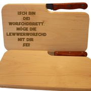 Schneidebrett mit Messer - Isch bin dei Worschdbrett - PFÄLZISCH.com