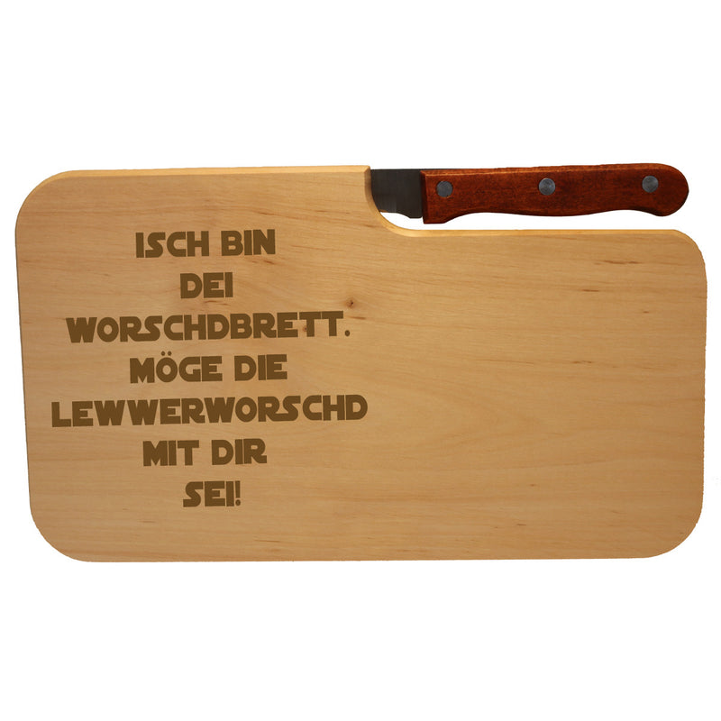 Schneidebrett mit Messer - Isch bin dei Worschdbrett - PFÄLZISCH.com