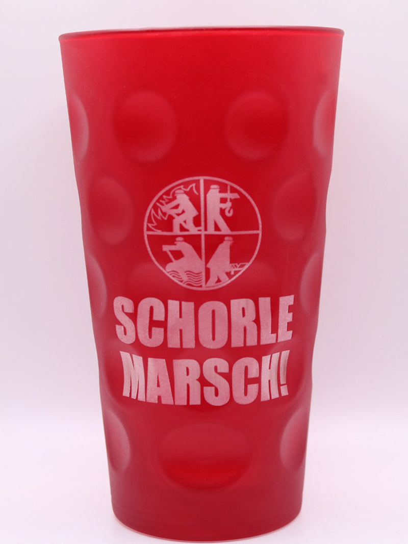 Feuerwehr Dubbeglas - Graviert mit "SCHORLE MARSCH" Logo - PFÄLZISCH.com