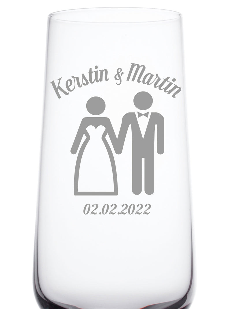 Personalisiertes Sektglas für Hochzeit – 210 ml, klarglas