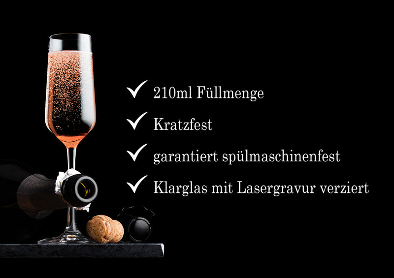 Champagnergläser mit Namen und Hochzeitsdatum graviert