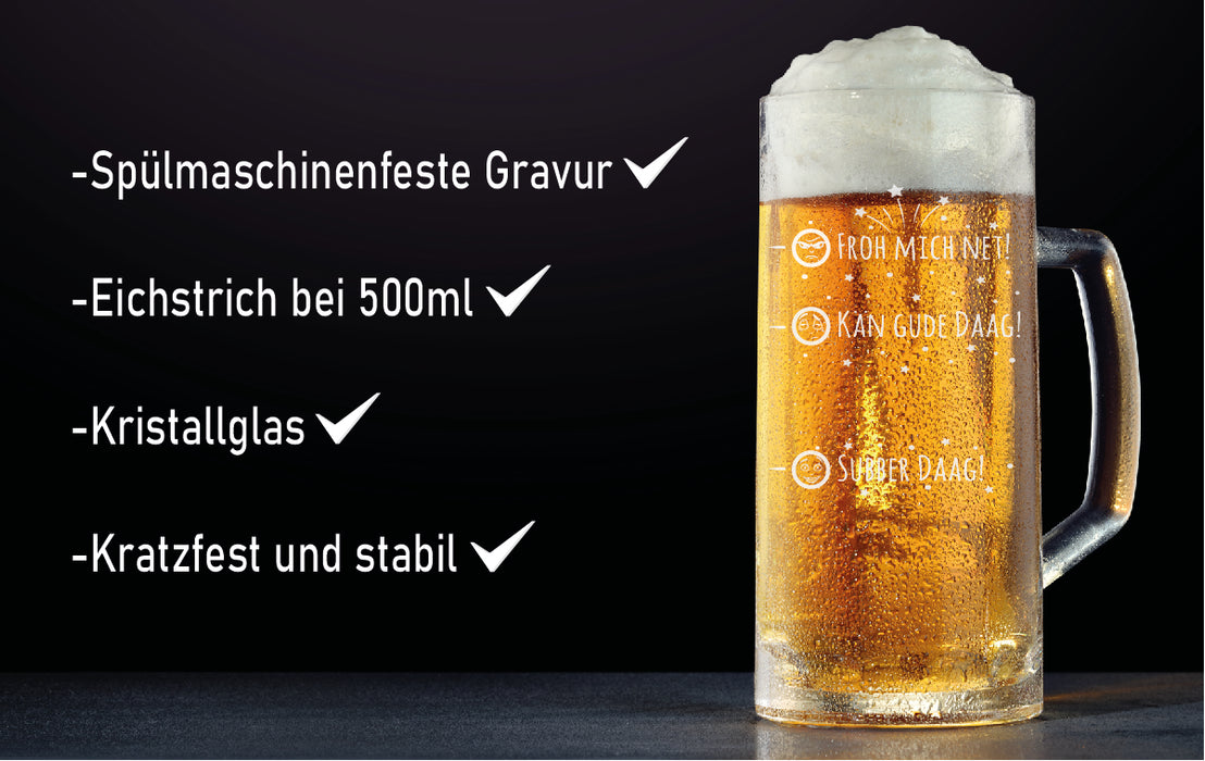 Bierglas mit Gravur "Froh mich net" - PFÄLZISCH.com