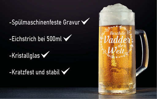 Bierglas mit Gravur "Beschde Vadder der Welt" - PFÄLZISCH.com
