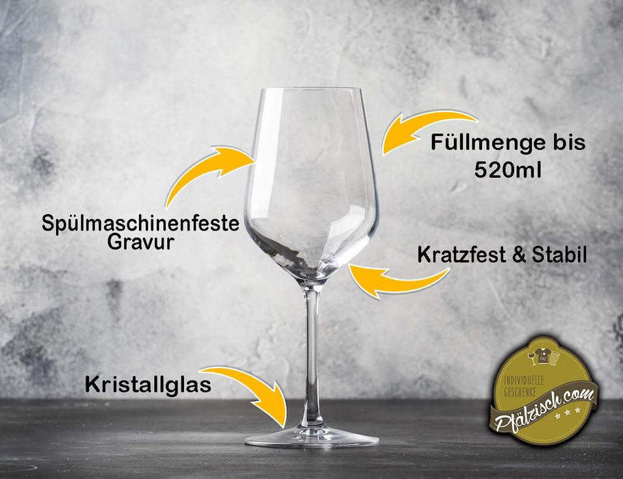 Weinglas mit Gravur (520ml) "Zur Perfektion gereift"