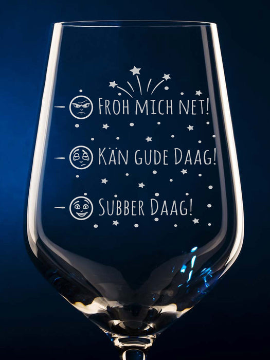 Weinglas mit Gravur "schlechter Tag - guter Tag" - PFÄLZISCH.com
