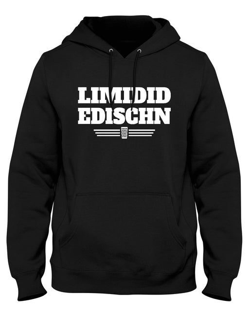 LIMIDID EDISCHN Herren Hoodie in Schwarz mit weißem Aufdruck – Pfalz-Motiv