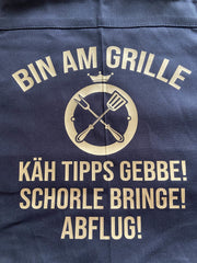 PFÄLZER GRILLSCHÜRZE - BIN AM GRILLEN - SCHORLE BRINGEN - PFÄLZISCH.com
