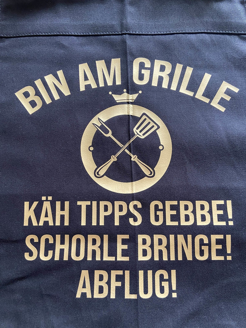 PFÄLZER GRILLSCHÜRZE - BIN AM GRILLEN - SCHORLE BRINGEN - PFÄLZISCH.com