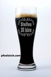 Weizenbierglas 0,5L Geburtstagsgeschenk mit Namensgravur - PFÄLZISCH.com